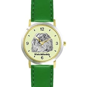 Pomeranian (SC) Dog - WATCHBUDDY� DESIGNER DELUXE TWO-TONE THEME WATCH - Arabic Numbers-EMERALD... by WatchBuddy