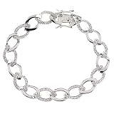 Oval C.Z. Diamond Link Chain Bracelet Bridaljewelry