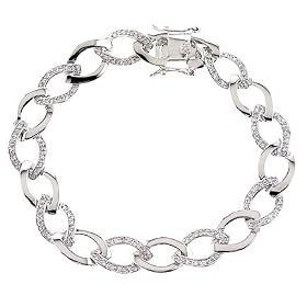 Oval C.Z. Diamond Link Chain Bracelet Bridal jewelry (Valentine's Day Deal)
