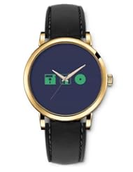 SPRAWL Aanalog Fashion Series Gold Ladies Watches of Genuine Black Leather Strap,Unique Wrist Watch for Women Girls Designed with Disc & Tapes on purple background