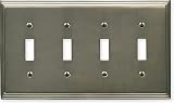 ART DECO STEP Satin Nickel Decorative Light Switchplates, Outlet Covers, Rocker, GFCI Switch plates