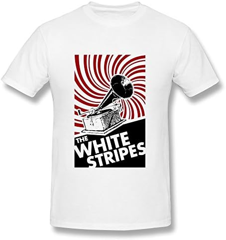 DMENDO Men's The White Stripes Band Art Design T-shirt L White