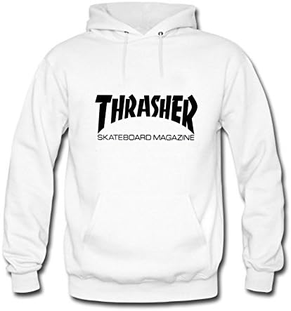 Tomoin Men's Thrasher Skateboard Hoodies Long Sleeve O Neck Hoody Medium White