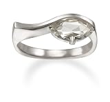 White Quartz April Birthstone Ring in Sterling Silver