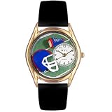 Whimsical Watches Kids' C0820009 Classic Gold Football Black Leather And Goldtone Watch