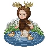 クロスステッチ★エレン図案「Moose Baby」ヘラ鹿