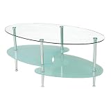Oval Glass Coffee Table - Clear/ Frosted by Walker Edison