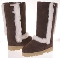 BEARPAW Eskimo Womens Sheepskin Fur Boots Chocolate Size 6
