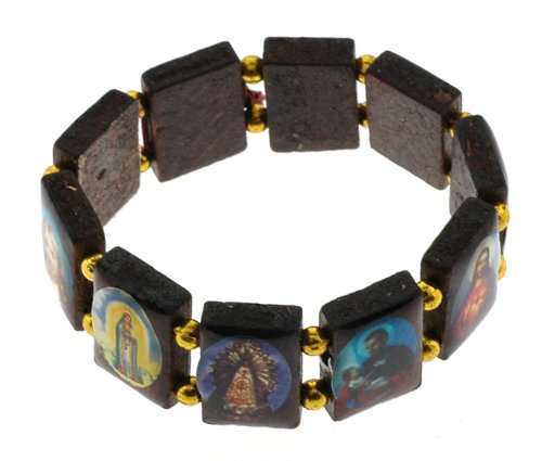 Catholic Saints and Icons - Wooden Religious Bracelets with Photographs