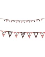 Sock Monkey Red Ribbon Flag Banner