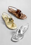 Liquid Foil Thong Slingbacks