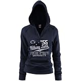 NCAA Penn State Nittany Lions Ladies Navy Blue Rugby Distressed Deep V-neck Hoody Sweatshirt