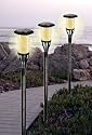 Super Tall Tiki Torch Solar Light W/flickering Amber Led Set of 2