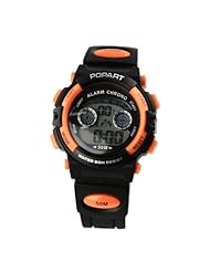 Alike Popart-183 Fashion Outdoor Unisex Mens Womens Sports Watch 164ft Waterproof Digital Analog Multi-functional Quartz Wristwatch - Orange