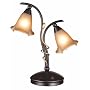 Normande Lighting 2 x 40W Incandescent Tulip Table Lamp. 16.75" High with a Rust Painted Finsih and Frosted Brown Tulip Shades.