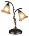 Normande Lighting 2 x 40W Incandescent Tulip Table Lamp. 17.25 High with a Rust Painted Finsih and Frosted Brown Tulip Shades.