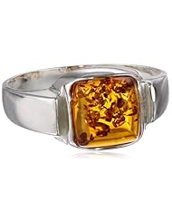 Sterling Silver Honey Amber Square Ring