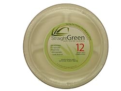 StraightGreen 10.25 In. Heavy Duty 3 Compartment Round Dinner Plates (144 Plates, 12 Packs of 12)