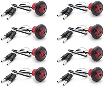 Wd Electronics 8x 3/4 Inch Mount Red Clearance LED Bullet Light Lamp Truck Trailer Round Side Marker
