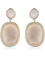 Marcia Moran "Gala" Gold Plated Cubic Zirconia Surrounding Oval Stone Organic Post Earrings