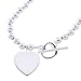 16'' Fashion Sterling Silver Beaded Heart Charm Necklace