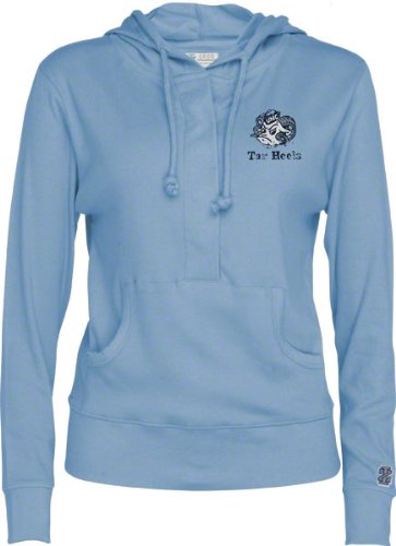 North Carolina Tar Heels Women's Light Blue Button Placket Hooded Sweatshirt