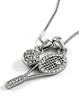 Silvertone Clear Rhinestone Tennis Theme Pendant Necklace Fashion Jewelry