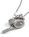 Silvertone Clear Rhinestone Tennis Theme Pendant Necklace Fashion Jewelry