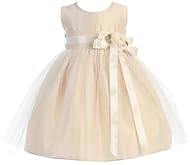 Girls Infant Satin/Tulle Lace-Up Vintage Flower-Girl Dress/Pageant Dress  With a Ribbon 