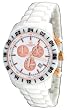 Oniss #ON619-M79 Men's Ceramica Proteccion White Ceramic Sports Chronograph Watch (Rose Gold Sub Dials)