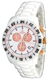 Oniss #ON619-M79 Men's Ceramica Proteccion White Ceramic Sports Chronograph Watch (Rose Gold Sub Dials)