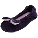 Isotoner Velour Big Bow Ballet Slippers Scuffs