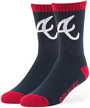 MLB Atlanta Braves '47 Brand Bolt Team Color Crew Socks, Large (Men's 9-13 / Women's 10-12), 1-Pack