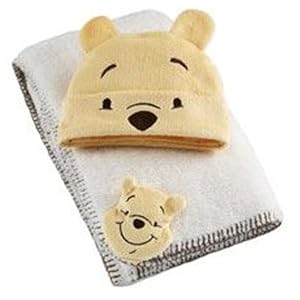 Disney Baby Pooh Blanket and Beanie Hat Set