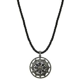 1940s Vintage Style Filigree Black Cord Necklace