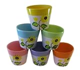 Home and Garden 6pc Sunflower Pot Set - Ceramic Flower Planters - Decorative Pots