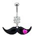 Cute Clear Cz Mustache w/ Pink Heart Mystery mischief Belly navel Ring piercing bar body jewelry 14g 14 gauge Cute Clear Cz Mustache w/ Pink Heart Mystery mischief Belly navel Ring piercing bar body jewelry 14g 14 gauge
