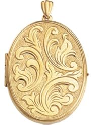 14K Yellow Gold 43.00X32.00 mm Oval Large Embossed Locket