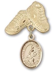 Gold Filled Baby Badge with St. Thomas of Villanova Charm and Baby Boots Pin