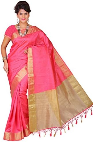 Womantra Mysore Art Pink Tussar Silk Saree