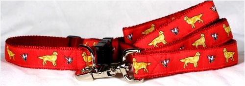 Designer Golden Retriever Dog Leash - Red Golden Retriever Leash - Six Feet Long - Made in USA