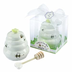 Ceramic Honey Pot with Wooden Dipper