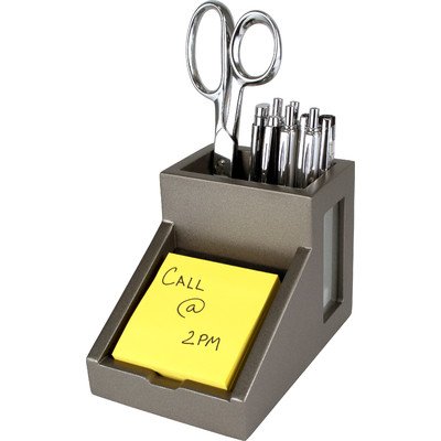 Victor Technology Pencil Cup with Note Holder, Classic Silver (S9505)