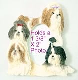 Shih Tzu Dog Hand Painted Picture Frame 1 3/8 x 2 Photo