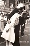 Professionally Framed Kissing On VJ Day (War's End Kiss) Art Print Poster - 24x36 with RichAndFramous Black Wood Frame