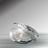 Crystal Oyster & Pearl Figurine, 2.75 Inches, Handcrafted