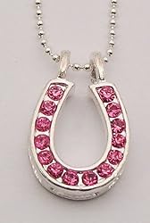 Large Rhinestone Horseshoe Necklace, Pink