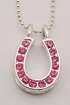 Large Rhinestone Horseshoe Necklace, Pink