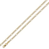 14K Solid Yellow Gold Figaro Chain Necklace 2.5mm 20