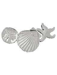 Clevereves 14K White Gold Pendant Two Tone Reversible Shell, Sand Dollar, and Starfish 19 - Gram(s)